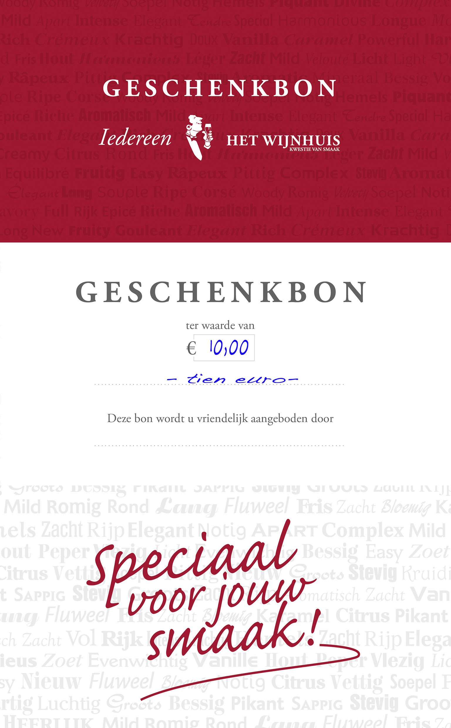 voor het geval dat Maar dubbellaag Geschenkbon - Geschenkbon 10 ter waarde van 10 Euro - ONLINE | Het Wijnhuis  Antwerpen