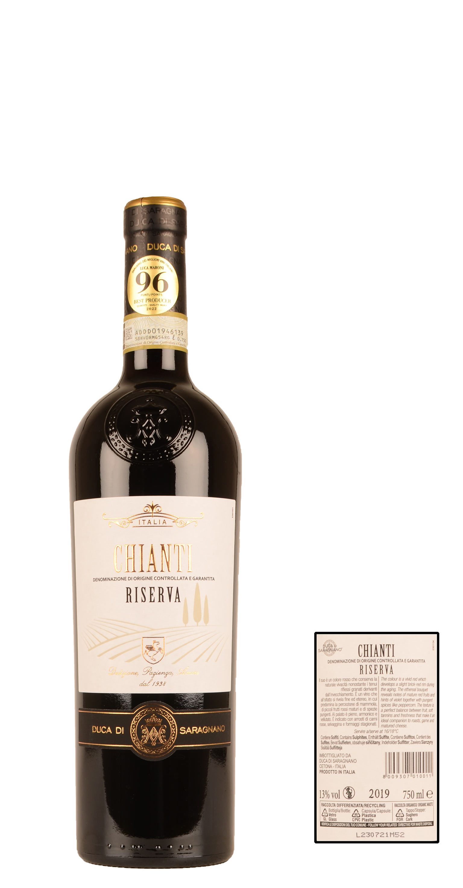 - | Saragnano - Duca Riserva di du - Ltr. - Chianti - DOCG Folie 0,75 Rosso 2019 La Vin