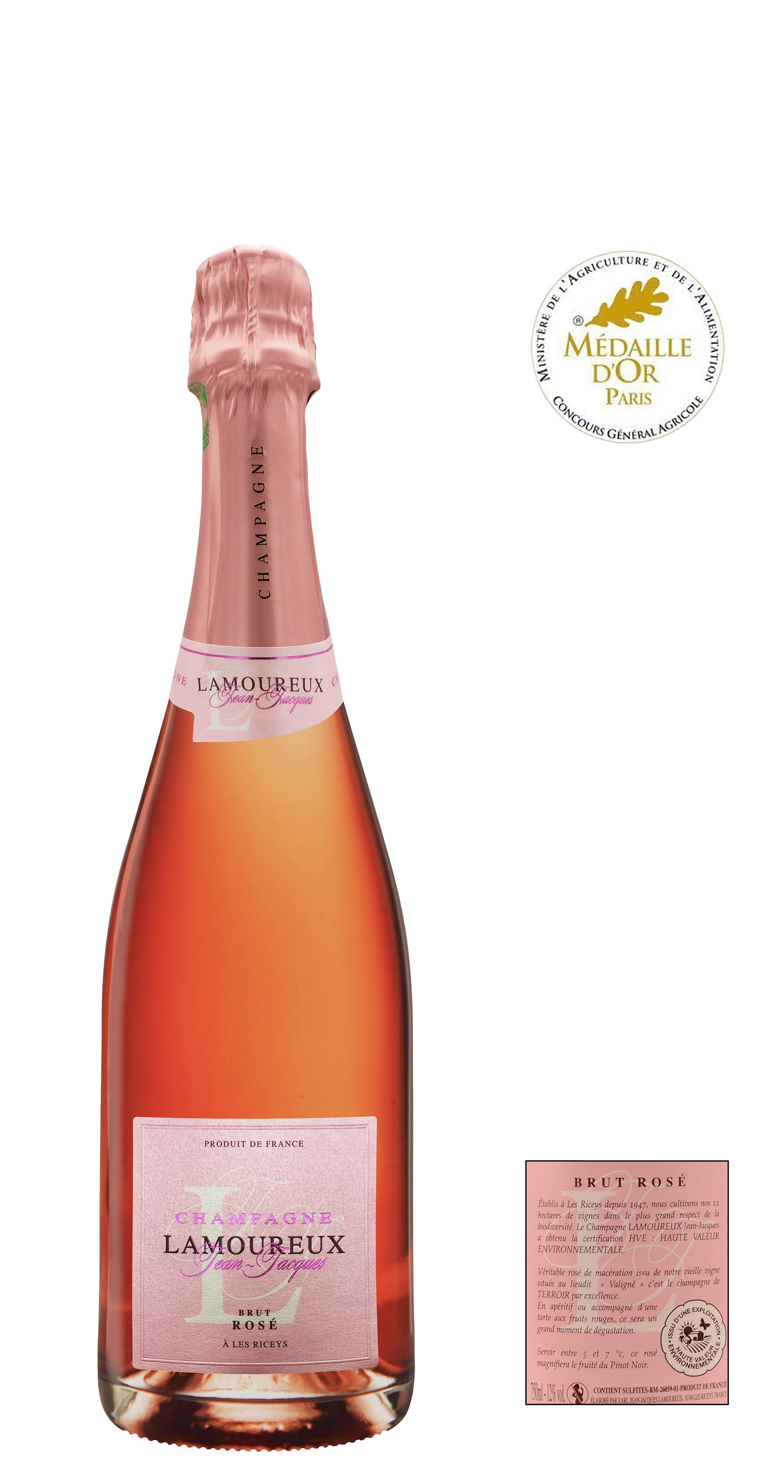 Champagne Lamoureux - Cuvée Rosé - Brut - 90% Pinot Noir et 10% Pinot  Meunier - 0,75 Ltr. - Rosé
